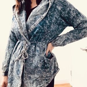 Acid Wash Denim Wrap Jacket